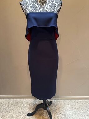 BCBGMaxAzria Navy Strapless Montana Midi Dress